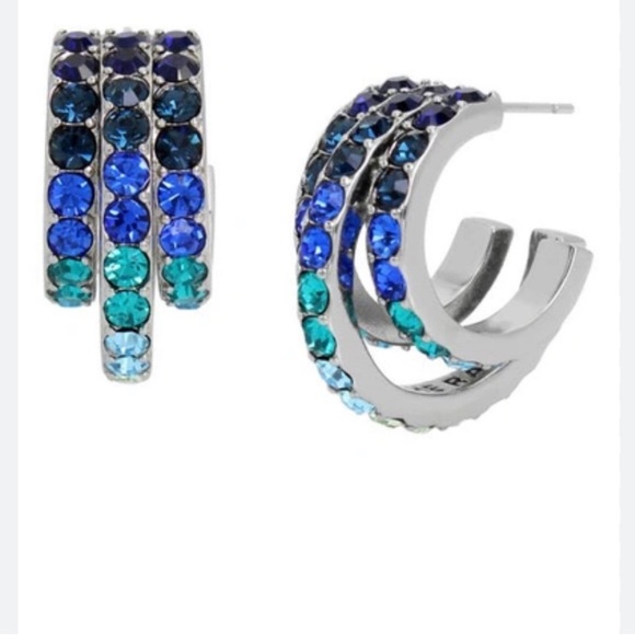 NWT Crystal Triple Row Hoop Earrings Kurt Geiger London - Picture 1 of 7